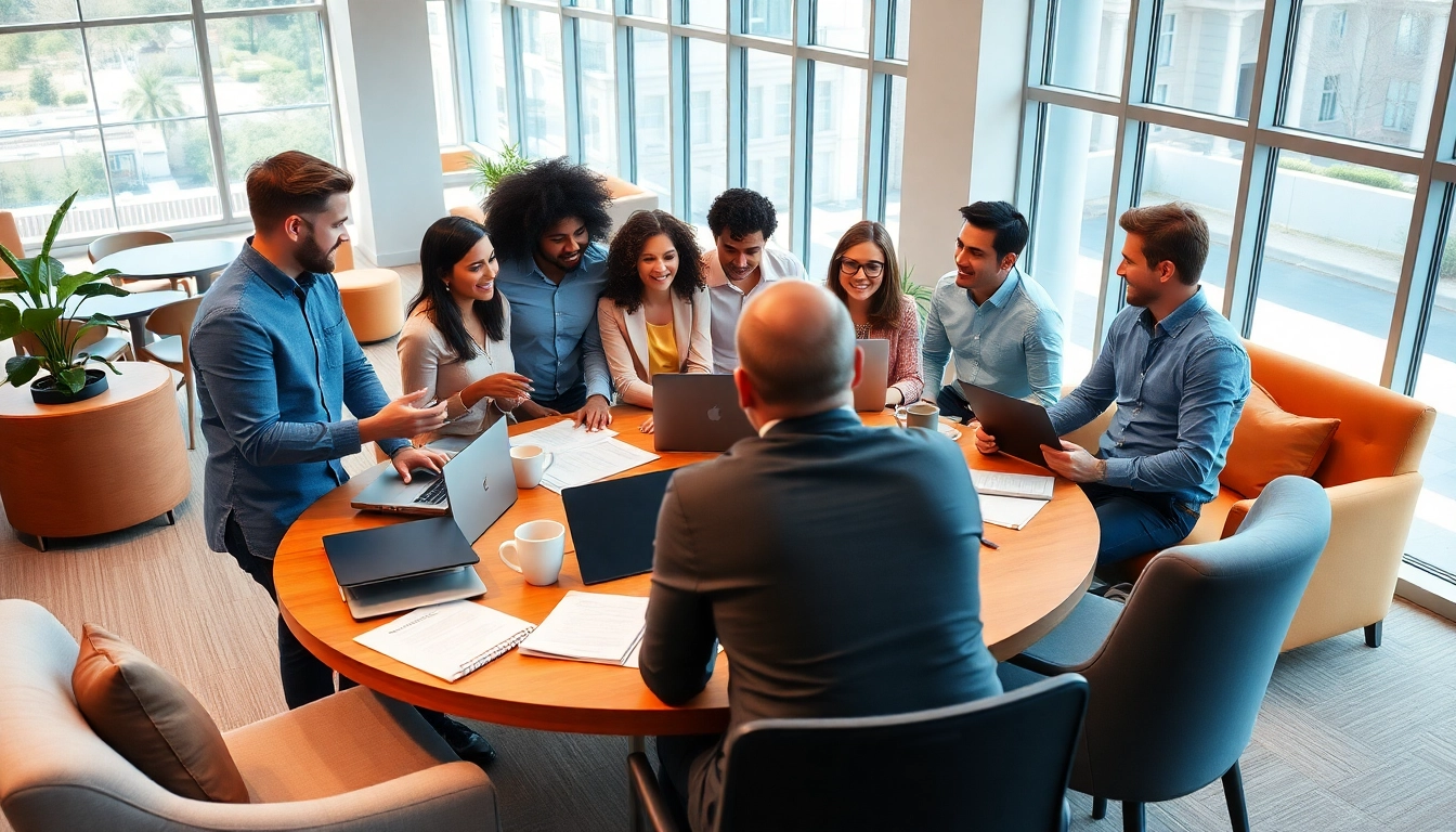 Personalvermittlung im modernen Büro, Team von Recruitern beim Zusammenarbeiten.