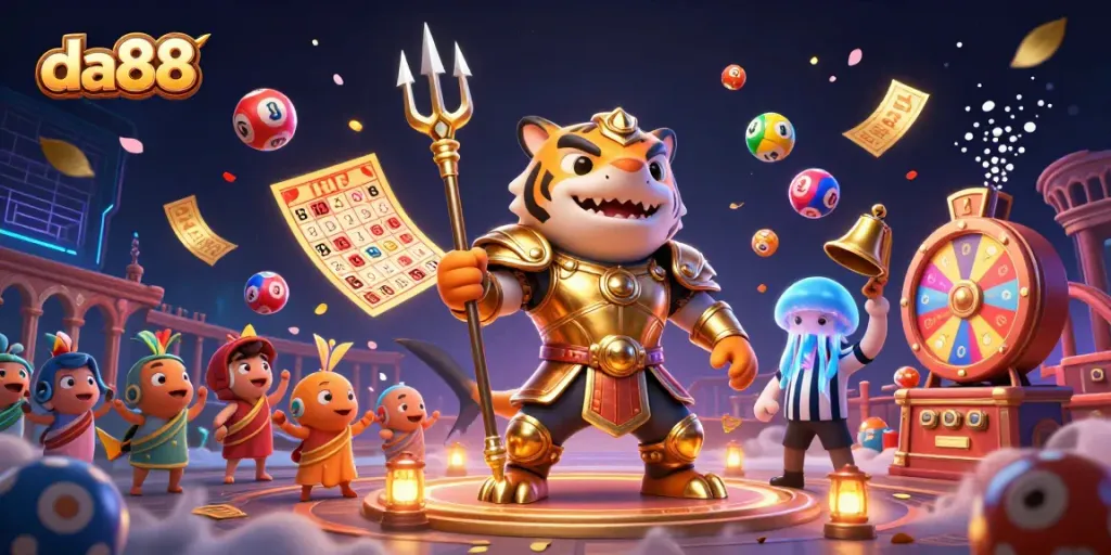Experience thrilling wins with da88 in a vibrant underwater casino illustration featuring dynamic games.