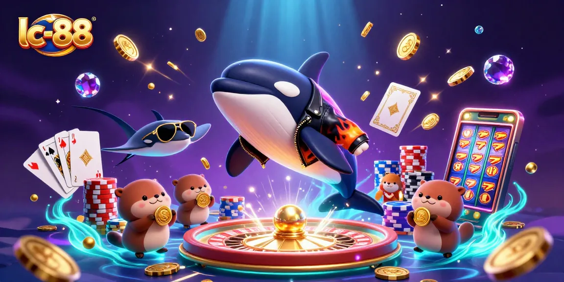 Play exciting games at lc-88 while an orca whale, stingray, and otters enjoy the casino action!