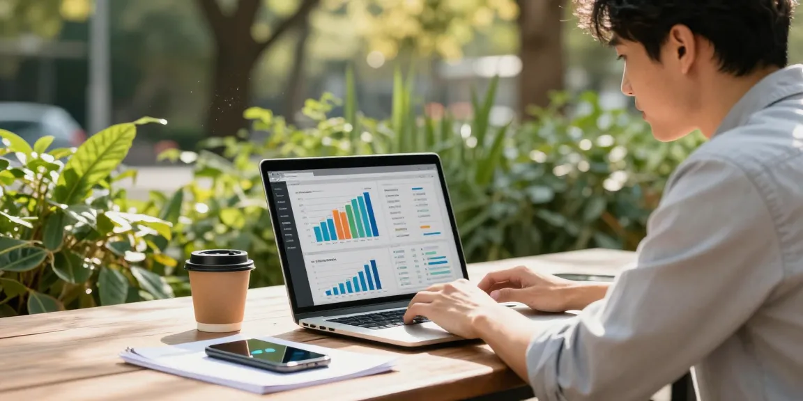 Professionell im Freien an digitalen Marketingstrategien für eine GEO Agentur arbeiten.