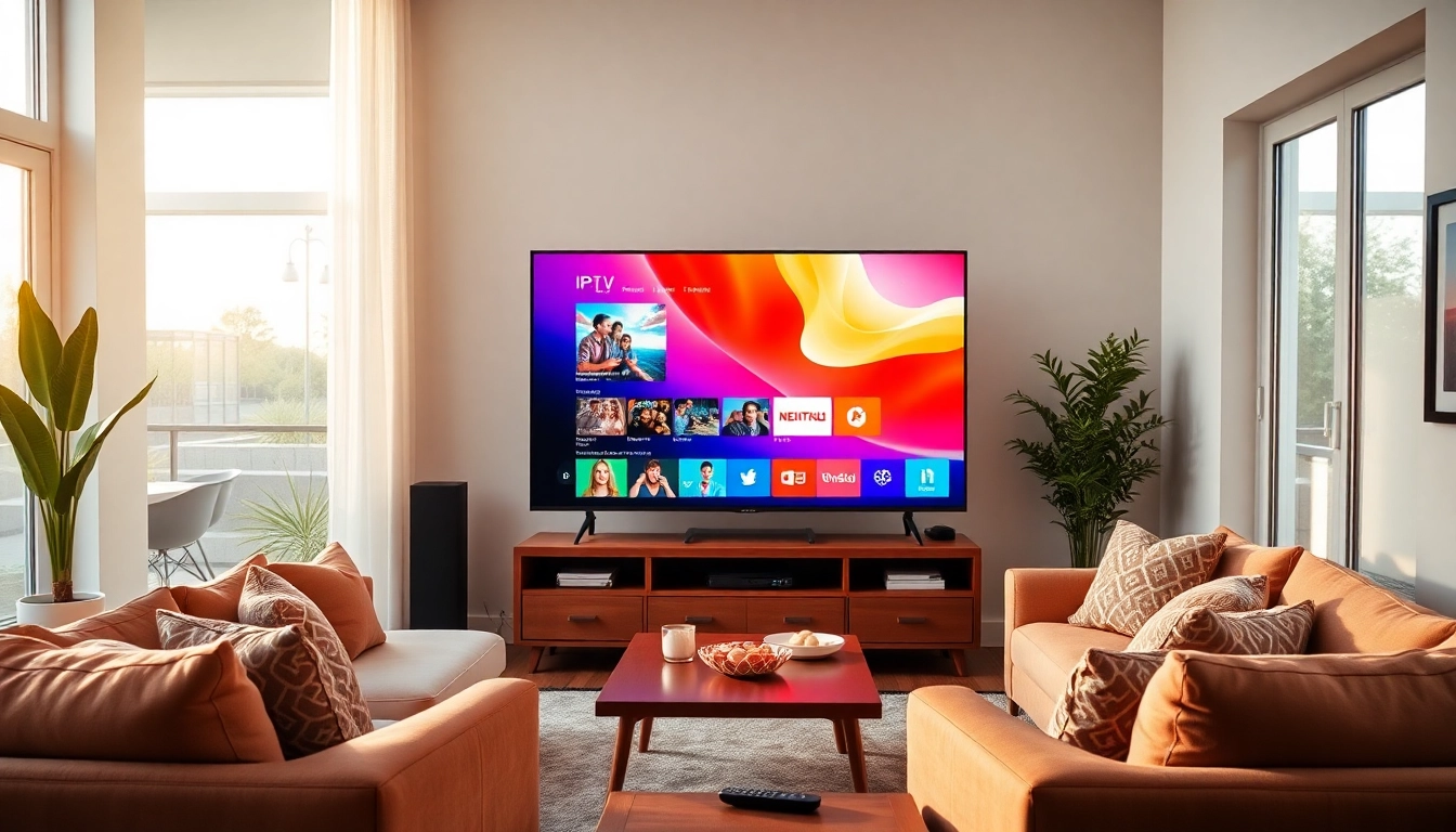 Iptv Kaufen für ein modernes Streaming-Erlebnis in einem stilvollen Wohnzimmer