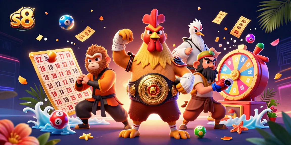 Engage with dynamic s8 gameplay features as a Muay Thai rooster and monkey master clash in a thrilling scene.