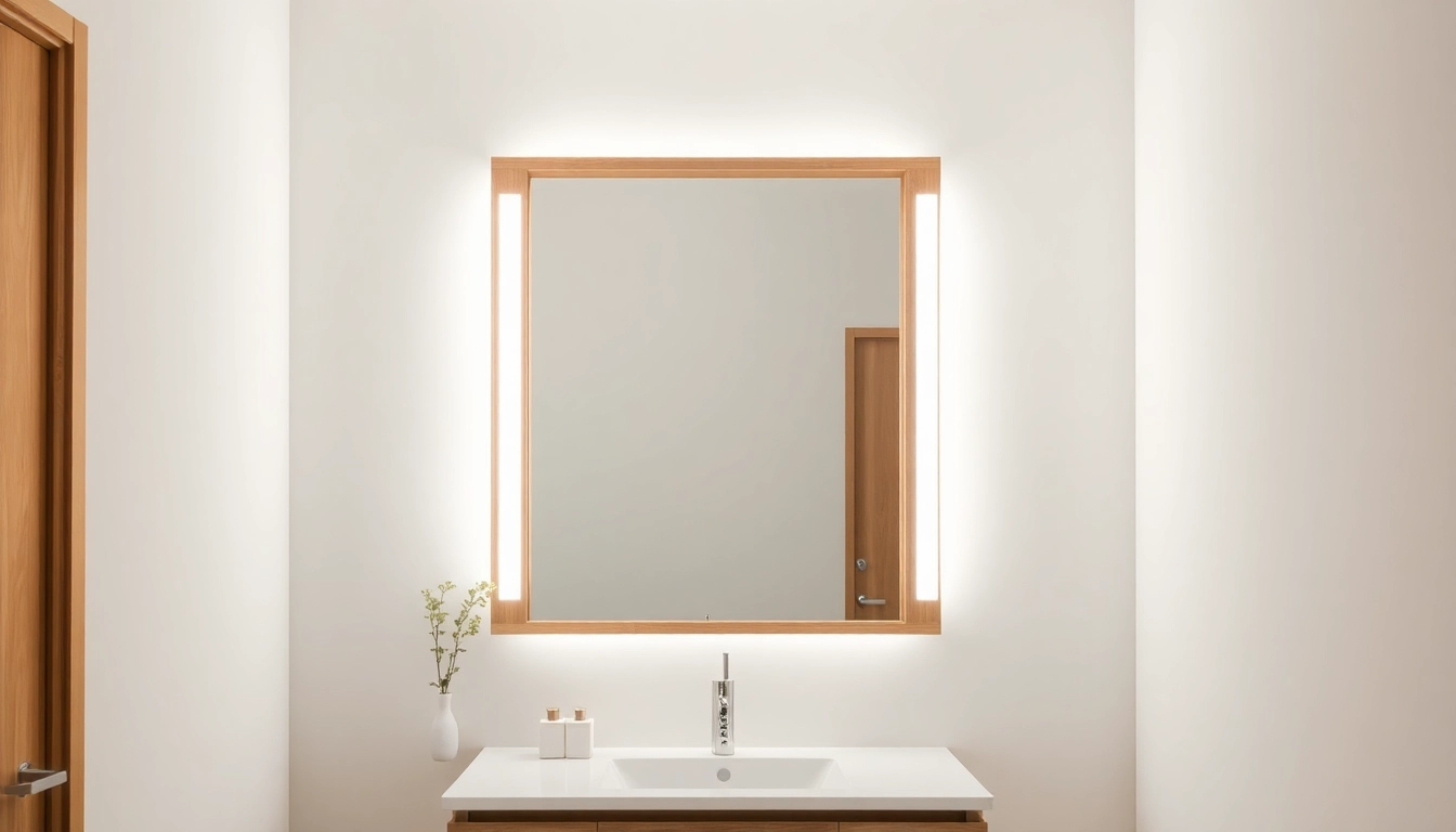 Eleganter Spiegelschrank LED mit sanften Licht für ein modernes Badezimmer.