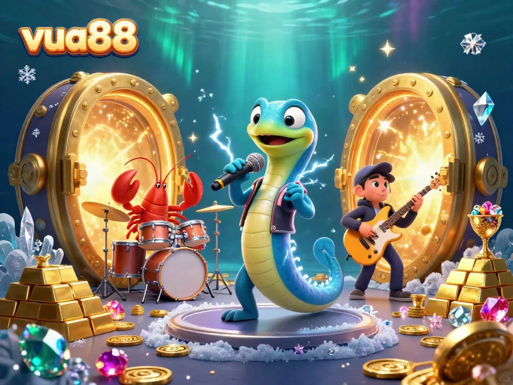 Experience thrilling gameplay at vua88 with vibrant underwater characters, treasure, and casino elements.