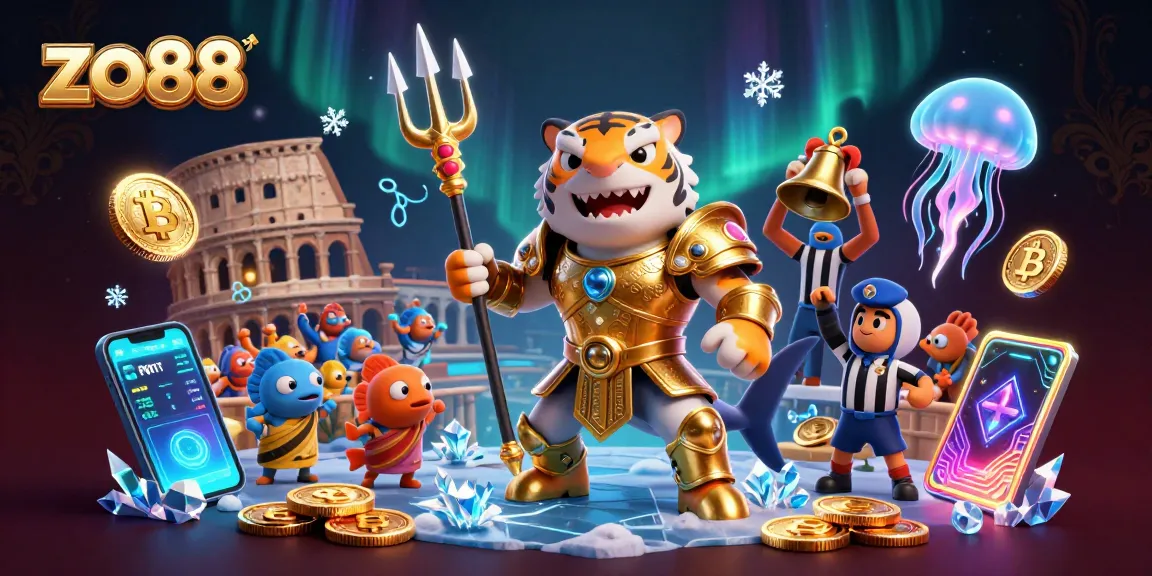 Experience thrilling action in zo88's underwater casino with a golden shark gladiator!