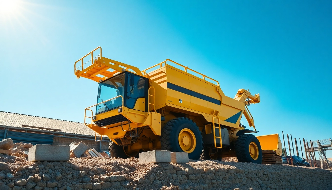 Bagger leihen Celle preis: Moderner Bagger auf Baustelle in Celle mit Werkzeugen in Aktion