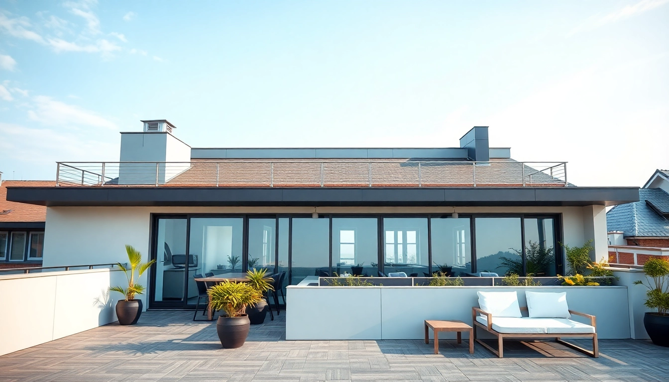 Terrassendach Krefeld mit modernem Design vor blauem Himmel und gemütlicher Umgebung.