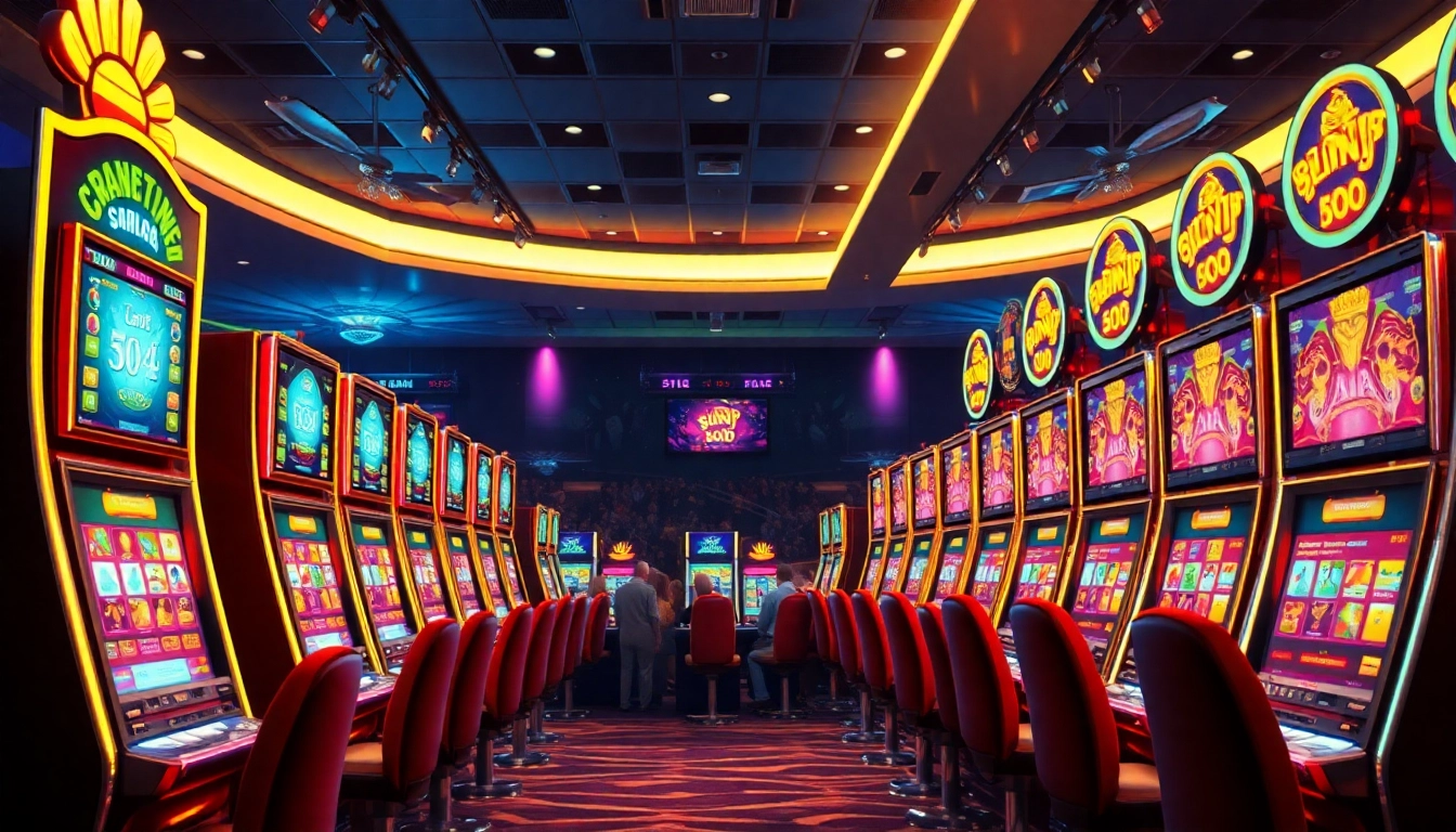 Entdecken Sie spannende online casino slots mit bunten Spielautomaten und festlicher Kasino-Stimmung.