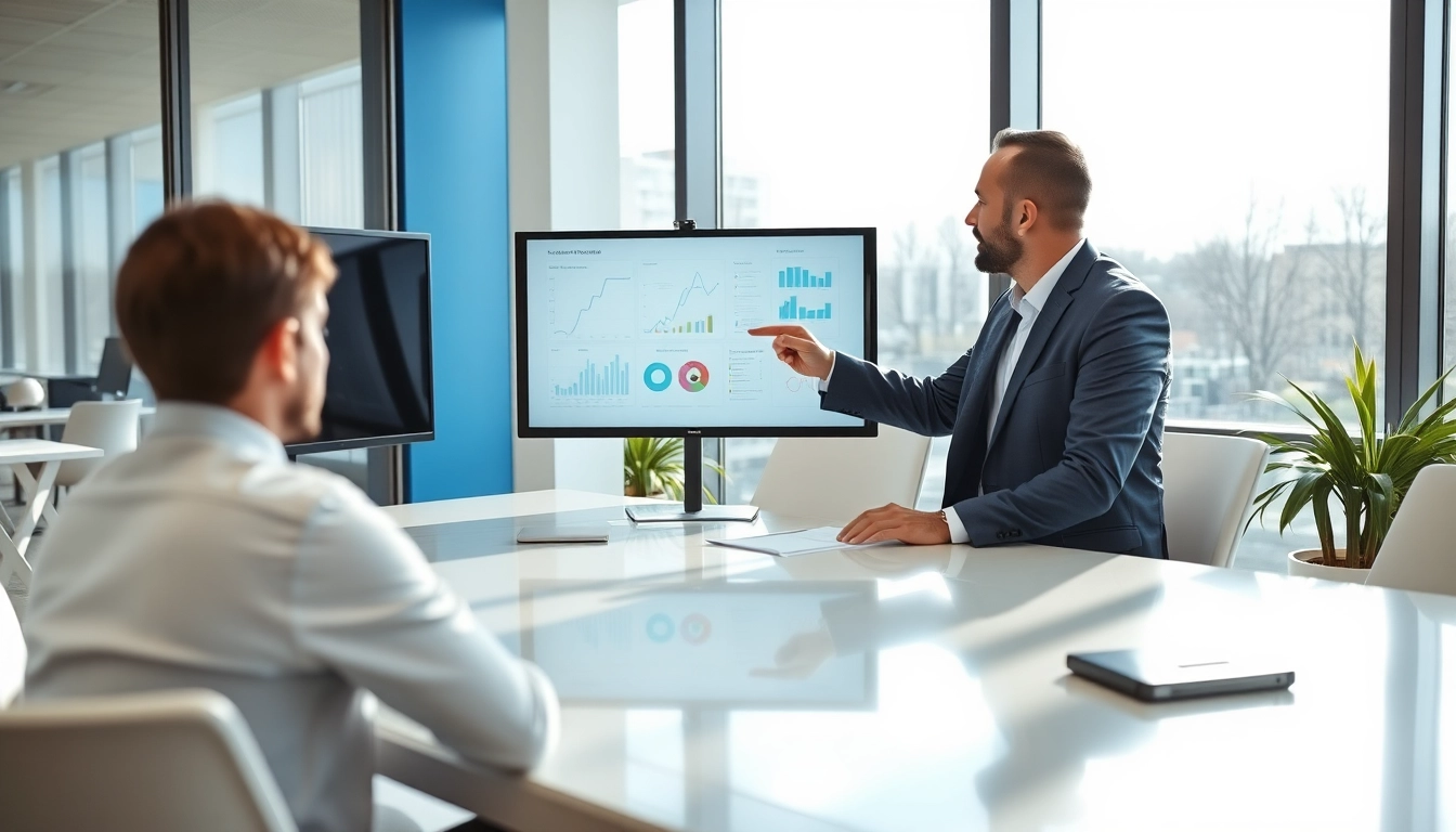 Headhunter Ingenieure präsentiert erfolgreich eine Personalvermittlung an einen Kunden in einem modernen Büro.