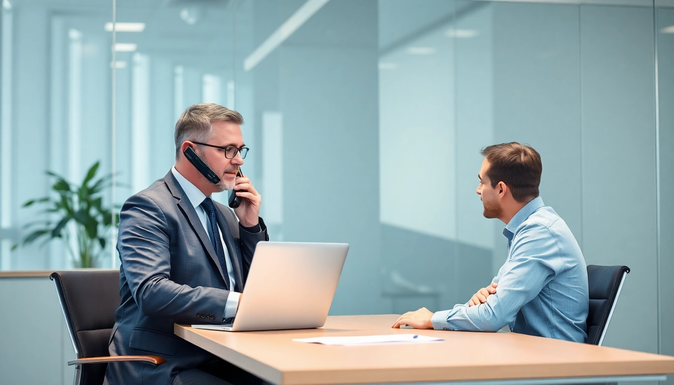 Headhunter führt ein professionelles Interview in einem modernen Büro.