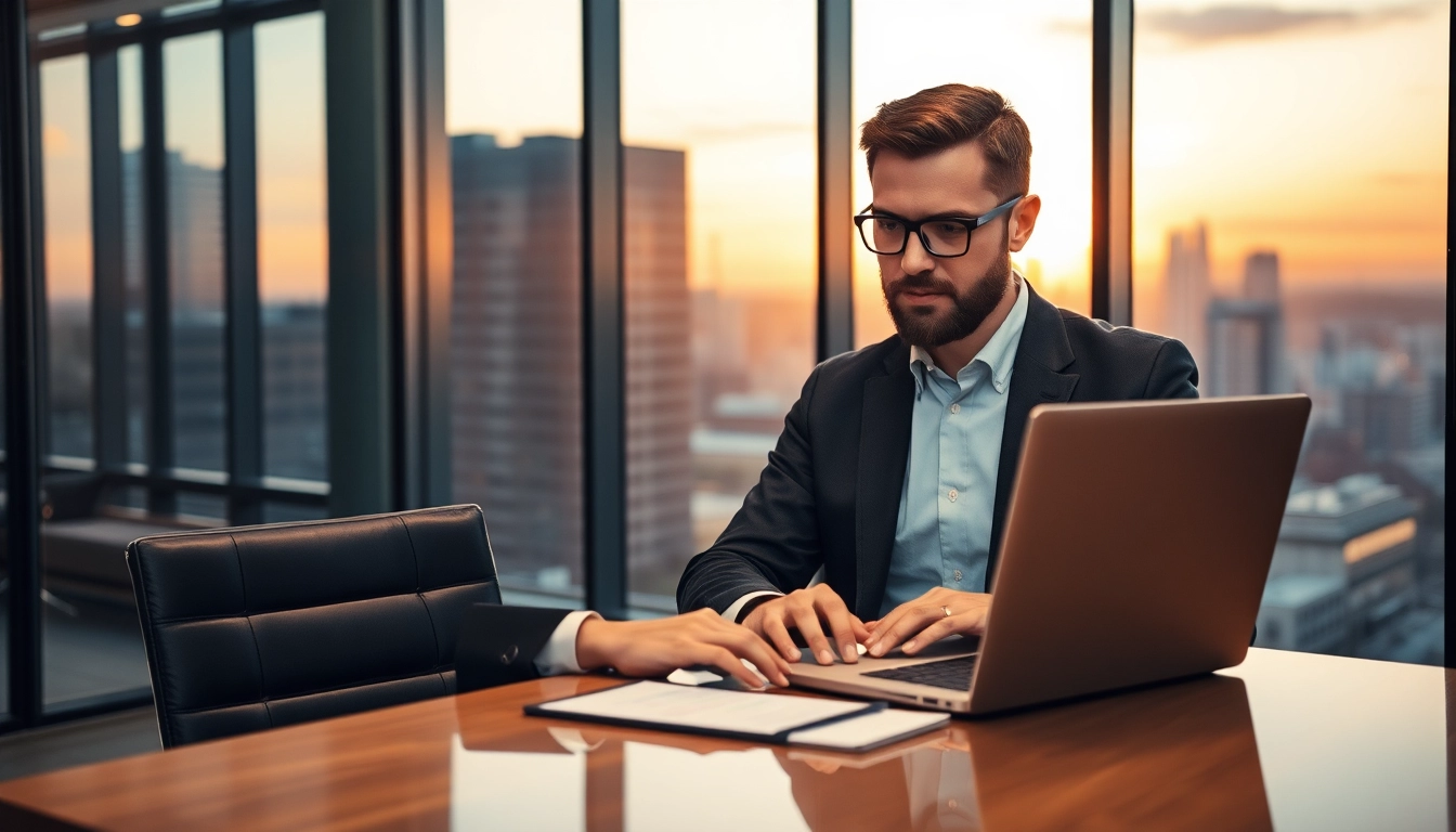 Headhunter bei der Arbeit in einem modernen Büro, analysiert Talente und Kontaktdaten.