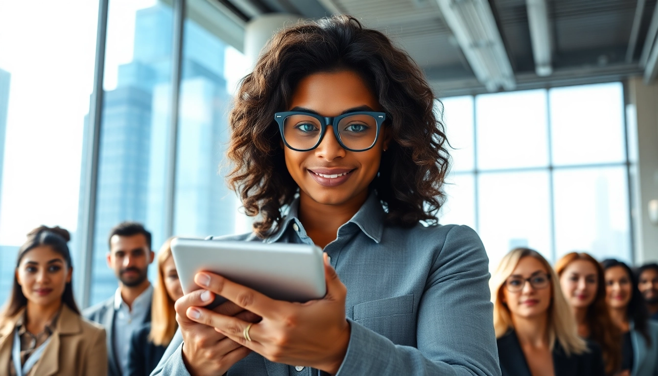 Interacting Headhunter Schweiz with candidates in a modern office environment.