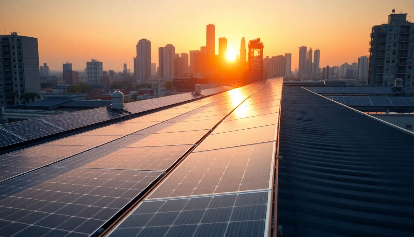 Solar Wien installation of modern solar panels on rooftops reflecting sustainable energy solutions.