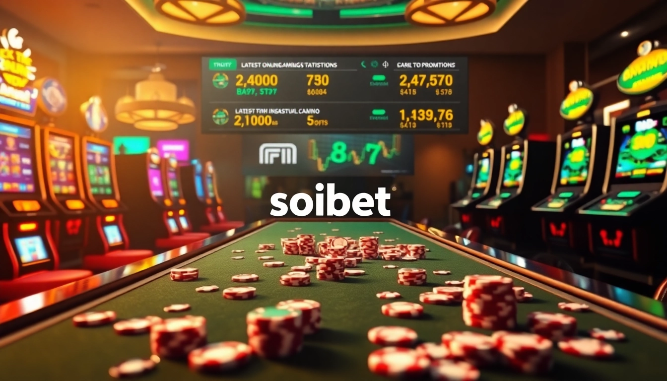 Exciting gambling atmosphere featuring ทางเข้า soibet ล่าสุด, casino tables, and vibrant slot machines.