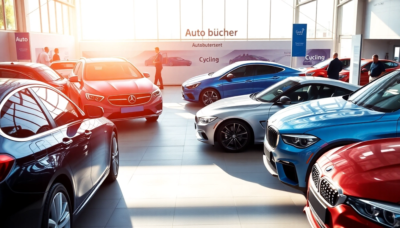 Auto kaufen im modernen Autohaus mit freundlichen Kunden und neuen Fahrzeugen im Fokus.