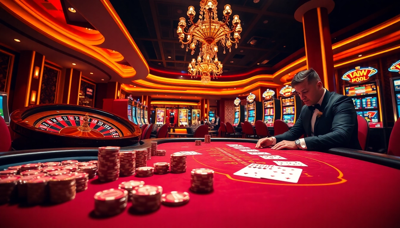 The excitement of high-stakes gambling at https://m98.uno/ with a luxurious poker table scene.