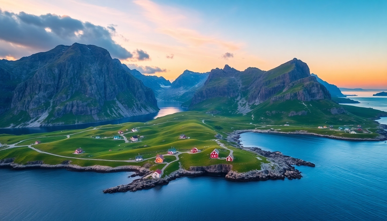 Wunderschöne Lofoten-Inseln in Norwegen, die die natürliche Schönheit Skandi­ven­s­iens für Ihren Urlaub zeigen.