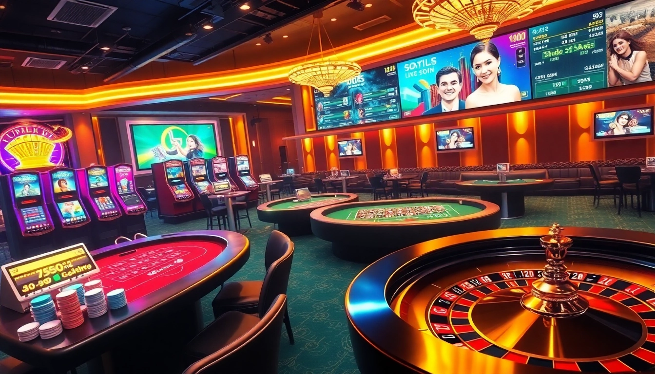 Experience the thrill of gambling with DOLA88, showcasing exciting casino games and vibrant player interactions.