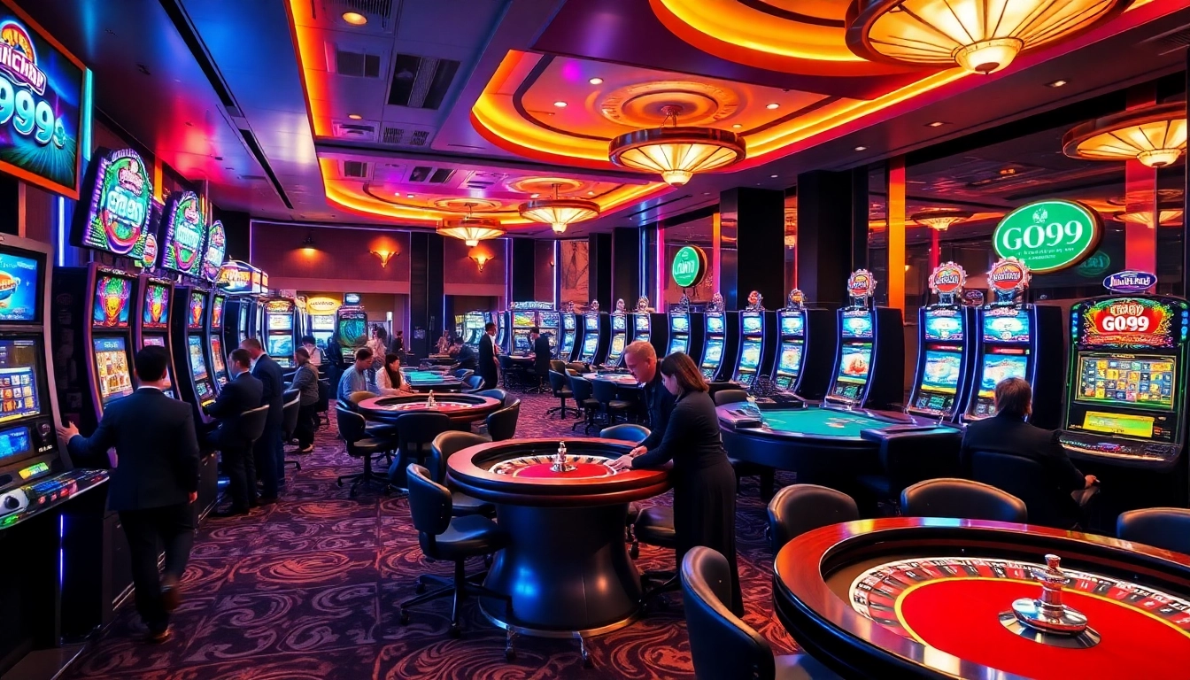 Gamblers enjoying the excitement of slot machines and games at GO99 casino