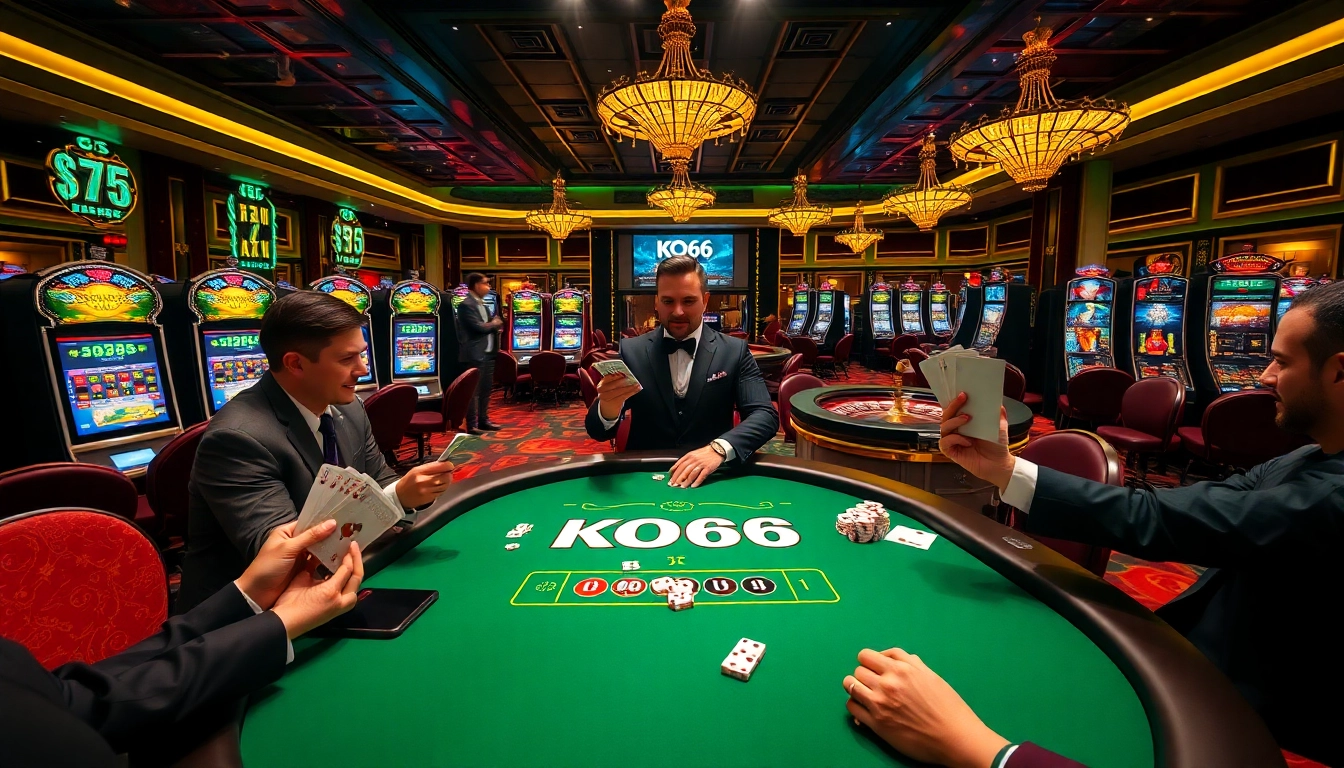 Tham gia vào hành động game hấp dẫn tại sòng bài sang trọng của KO66, nơi có poker và máy đánh bạc.