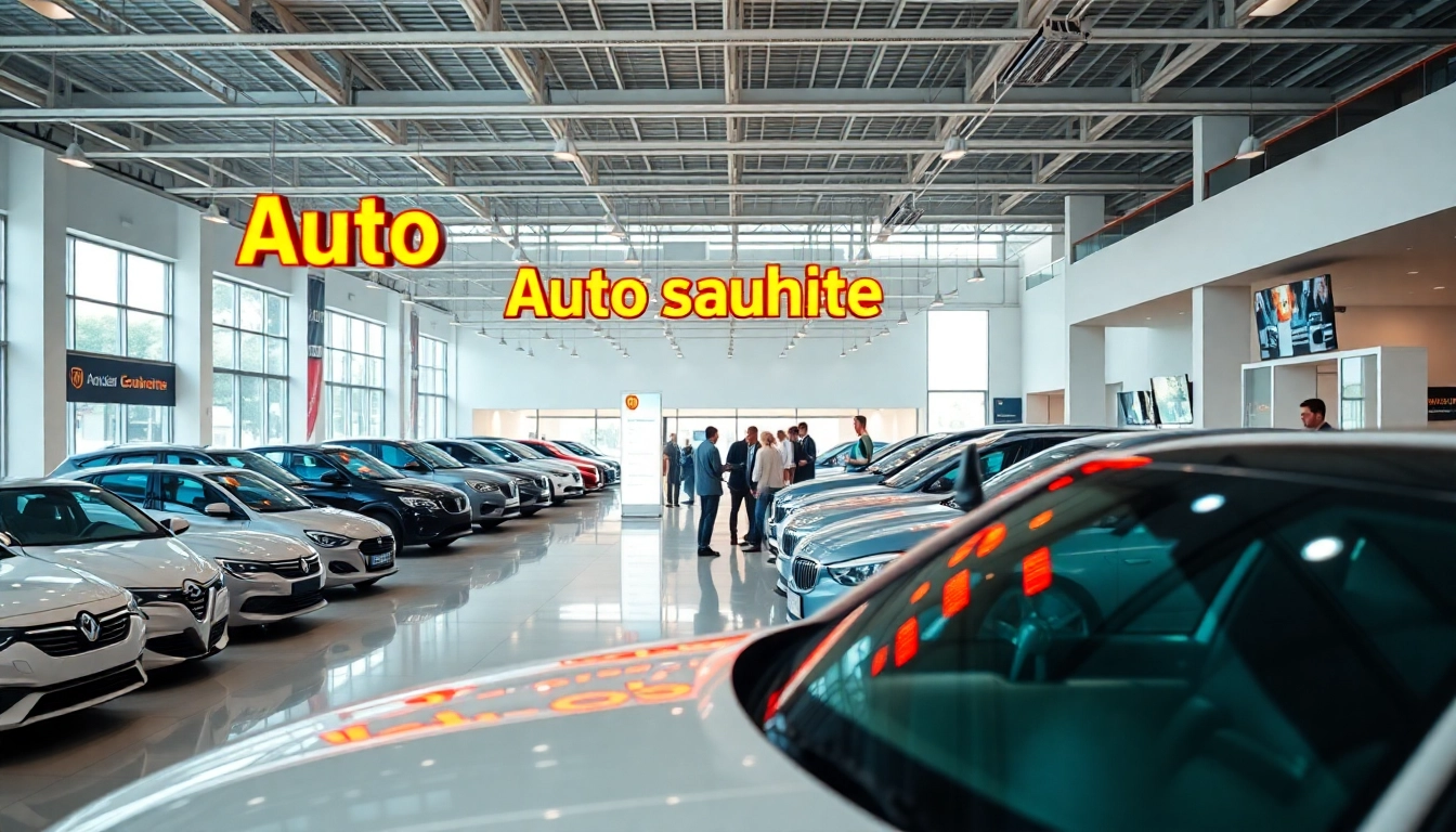 Auto kaufen im modernen Autohaus mit attraktiven Fahrzeugen und aktiven Kunden.
