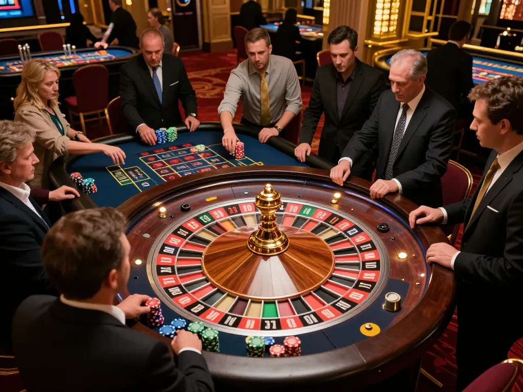 Engaged players strategizing at a lively roulette table, experiencing the thrill of uu88 gaming.