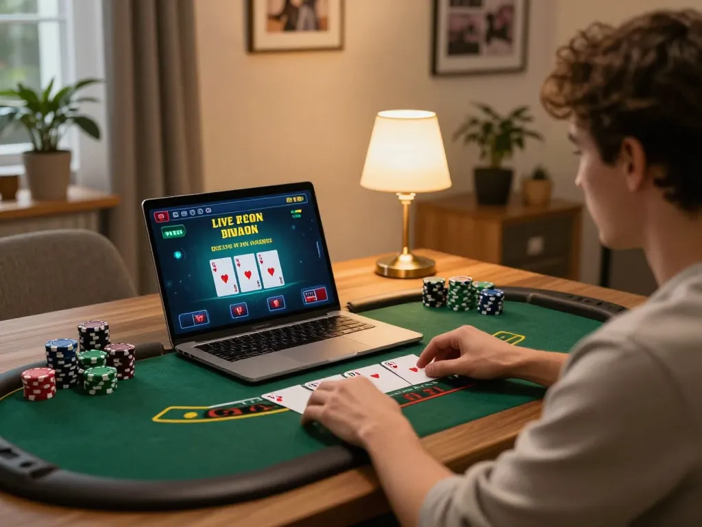 Player enjoying an online blackjack game on 888new platform, showcasing an engaging gaming atmosphere.