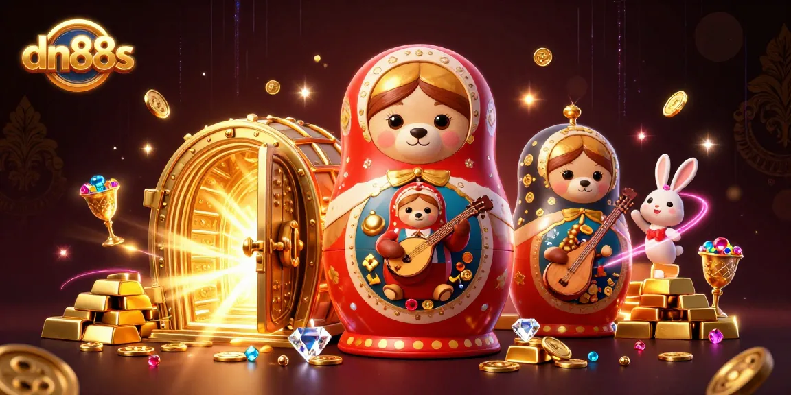 Engage with the dynamic world of dn88s featuring casino-themed Matryoshka bears amidst golden treasures.