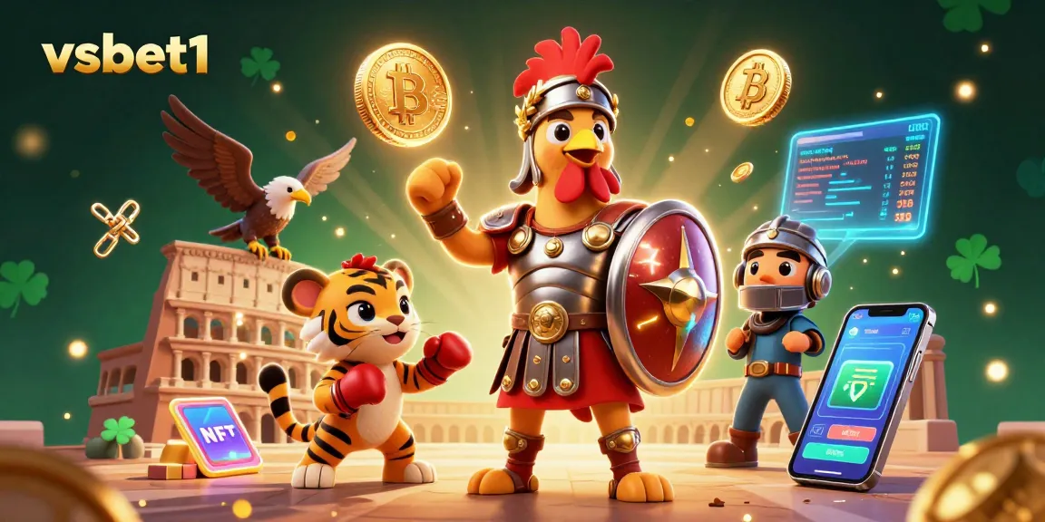Engage with vsbet1's winning strategies through vibrant 3D art with crypto elements.