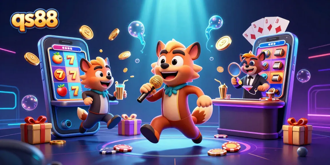 Experience thrilling gameplay in the qs88 casino, featuring vibrant animated hyenas in a lively casino atmosphere.