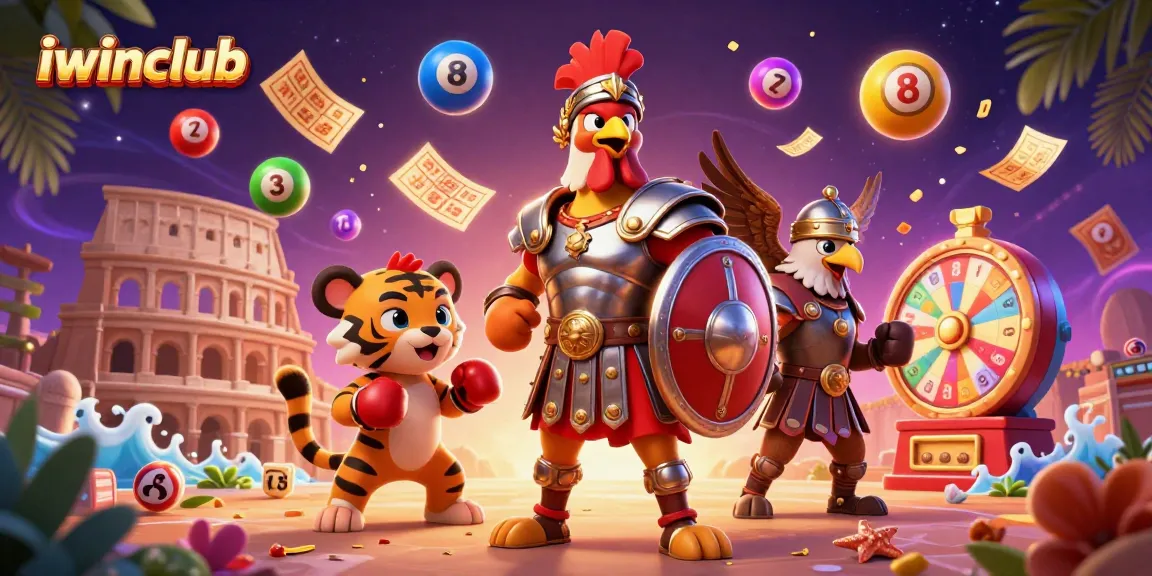 Join thrilling action at iwinclub with colorful lottery balls and exciting game elements in a dynamic casino scene.